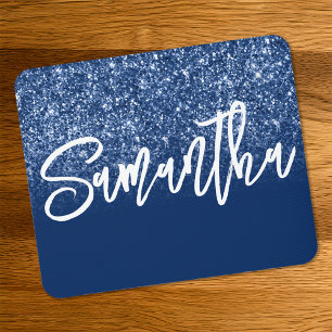 Luxus Navy Blau Glitter Ombre Personalisiert Mousepad