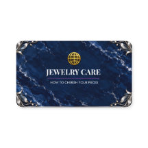 Luxus Navy Blau Marmor Silber Schmuckpflegekarte
