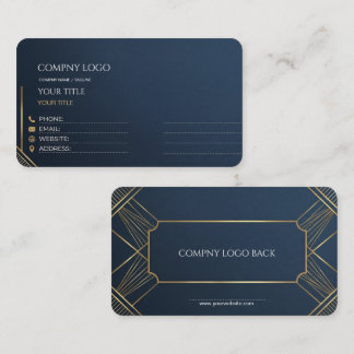 Luxus Navy Blau und Gold Geometrische Professionel Visitenkarte