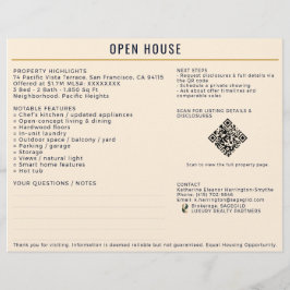 Luxus Navy/Cream Open House Beidseitige Anmeldeunt Flyer