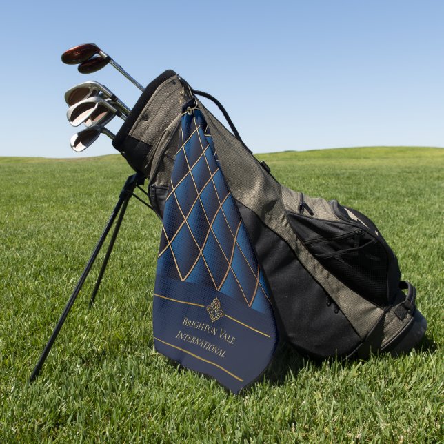 Luxus Navy Gold Firmen Golfhandtuch (Gras)