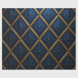 Luxus Navy Gold Geometrischer Diamant Wrap Geschenkpapier