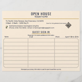 Luxus-Navy- und Creme-Makler-Open-House-Anmeldelis Flyer