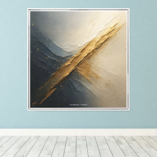 Luxus-Navy- und Gold-Abstraktleinwand – Modern Leinwanddruck