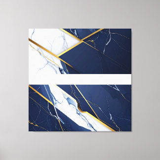 Luxus-Navyblau und Goldmarmor-Geometrisches Muster Leinwanddruck