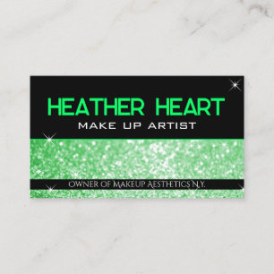 Luxus Neon Green Bright Glitzer Glam Glamour Visitenkarte