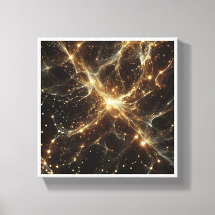 Luxus-Netzwerk Golden Cosmic - Abstrakte Galaxie N Leinwanddruck