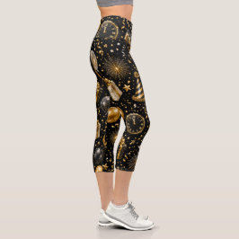 Luxus-Neujahrsfeier-Muster Capri Leggings