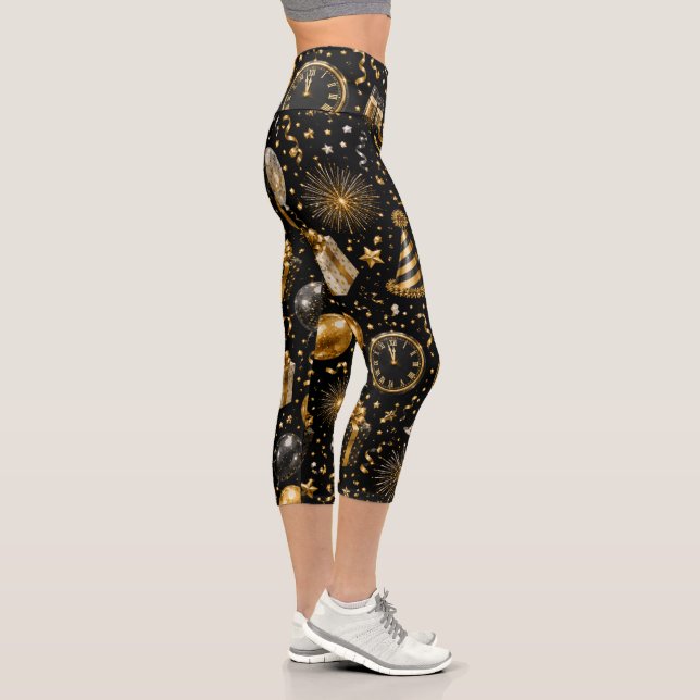Luxus-Neujahrsfeier-Muster Capri Leggings (Rechts)