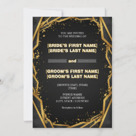 Luxus Noir Elegant Minimalistisch Schwarz und Gold Einladung