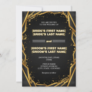 Luxus Noir Elegant Minimalistisch Schwarz und Gold Einladung