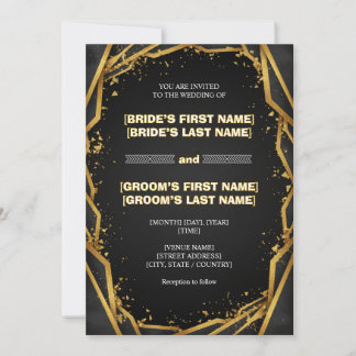 Luxus Noir Elegant Minimalistisch Schwarz und Gold Einladung