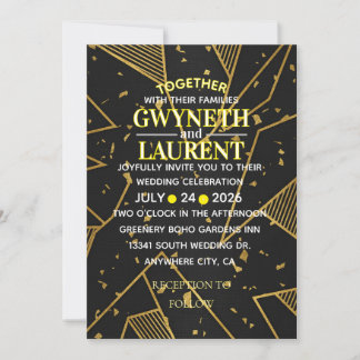 Luxus Noir Elegante schwarze und goldene formelle Einladung