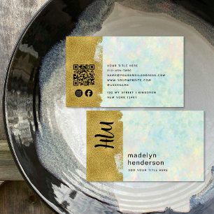 Luxus Opal Gold Brush QR Code Social Media Visitenkarte