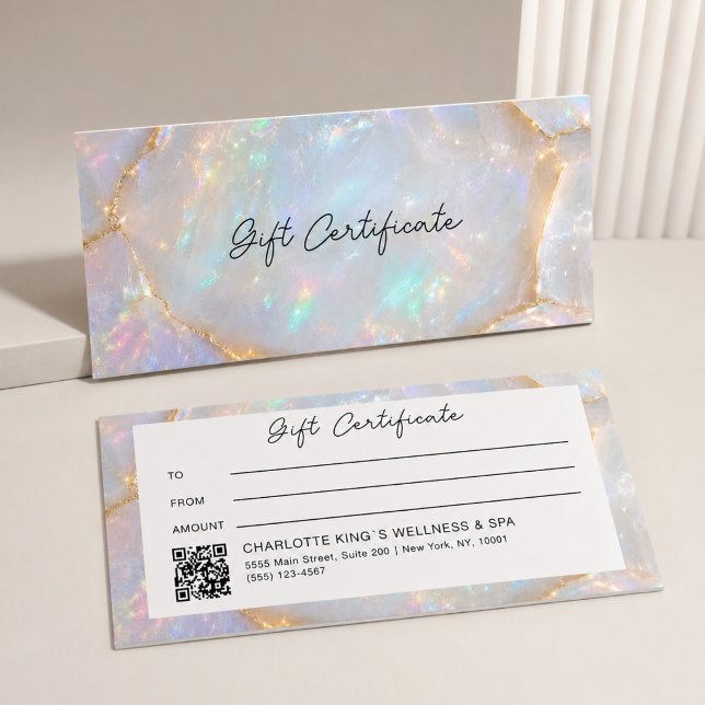 Luxus-Opal-Holografie-QR-Code-Geschenkgutschein (Luxury Opal Holographic QR Code Gift Certificate)