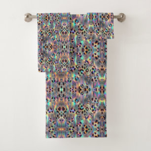 Luxus-Opal-Leoparden-Druck-Muster Badhandtuch Set