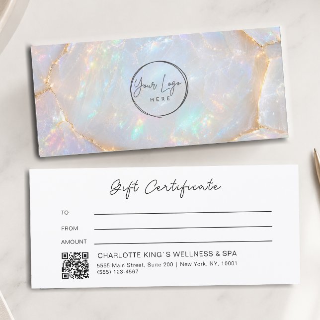 Luxus-Opal-Logo-QR-Code-Geschenkgutschein (Luxury Opal Logo QR Code Gift Certificate)