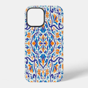 Luxus-Orange-Blau-Ornamentmuster iPhone 12 Hülle