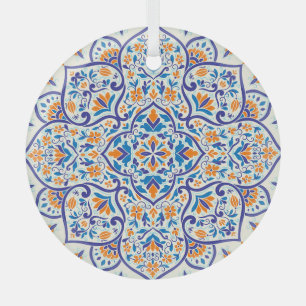 Luxus-Orange-Blau-Ornamentmuster Ornament Aus Glas