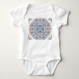 Luxus Orange Blue Ornament Muster Baby Strampler