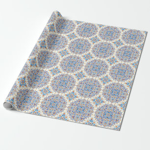 Luxus Orange Blue Ornament Muster Geschenkpapier
