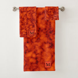 Luxus Orange Marmor Mit Monogramm Badhandtuch Set