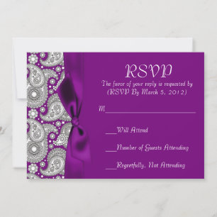 Luxus-Ornament Lila Ribbon Damask RSVP Karte