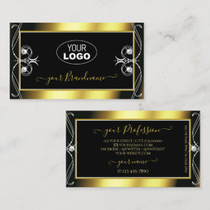 Luxus Ornament Schwarz Gold Glanz Juwelen mit Logo Visitenkarte