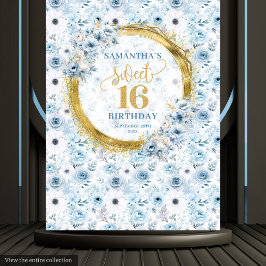 Luxus Pastel Blue Sweet 16 Gold Glitzer Hintergrun Wandteppich