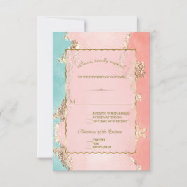Luxus Pastel Watercolor Gold Foil Wedding RSVP
