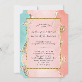 Luxus Pastel Watercolor Goldmedaille Hochzeit Einladung