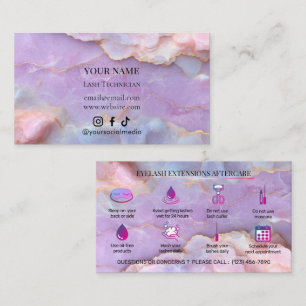 Luxus Pastell Marmor Wimpernstylist Nachsorge Visitenkarte