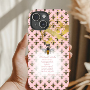 Luxus-Pastellrosa-Goldbiene-Grid-Bibel-Königinnenb Case-Mate iPhone Hülle