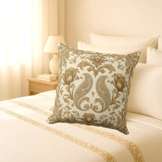 Luxus Persisches Erbe Gold Ornamentales Paisleymus Kissen