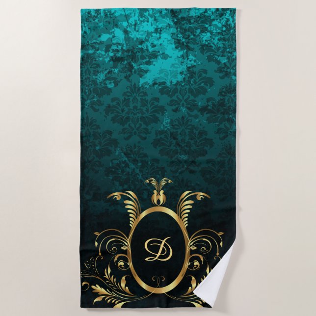 Luxus Personalisiert Damask Goldrahmen Strandtuch (Vorderseite)