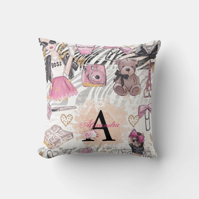 Luxus Personalisiert Girl Boss Kissen (Vorderseite)