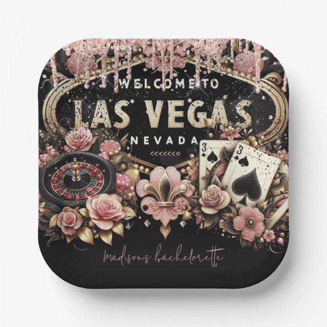 Luxus Personalisiert Las Vegas Bachelorette Pappteller (Vorderseite)