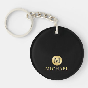 Luxus personalisiertes Monogramm in Schwarz und Go Schlüsselanhänger