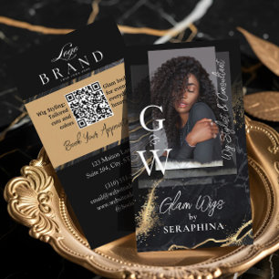 Luxus-Perücken-Friseur-Salon Schwarz-Gold-Achat Visitenkarte