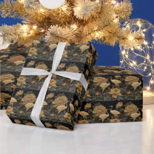 Luxus-Pfingstrose und Kranich asiatisch inspiriert Geschenkpapier