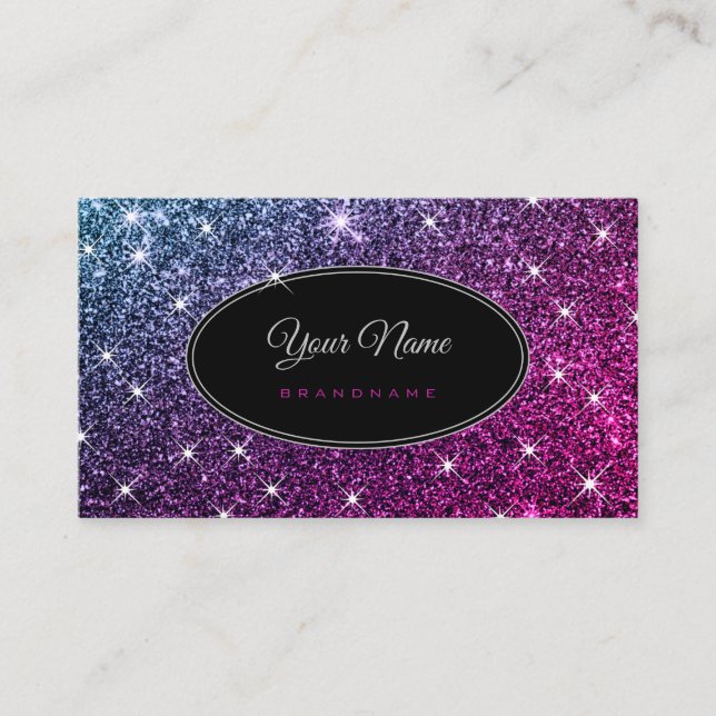 Luxus Pink Lila Glitzer Luminous Stars Elegant Visitenkarte (Vorderseite)