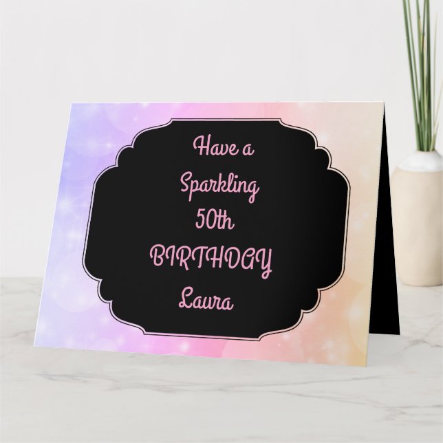 Luxus Pink Personalisiert 50. Geburtstag Karte (Vorderseite)