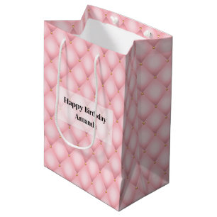 Luxus pink Tufit Diamond Muster Geburtstag Mittlere Geschenktüte