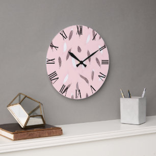 Luxus Popular Feathers Boho Collection Große Wanduhr