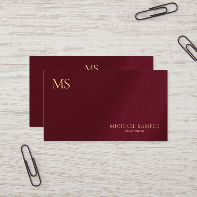 Luxus Premium Dick Stilvoll Gold Text Monogramm Visitenkarte (Vorderseite/Rückseite Beispiel)