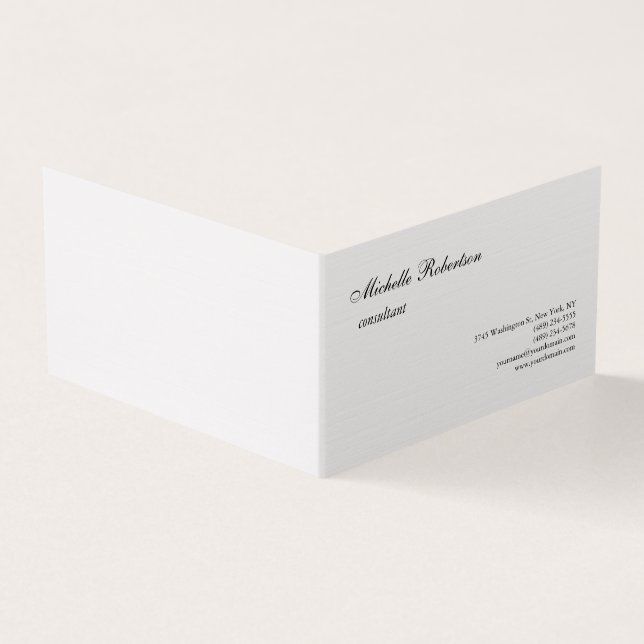 Luxus Premium Linen Schwarz-weiß Schlicht Minimali Visitenkarten (Vorderseite)