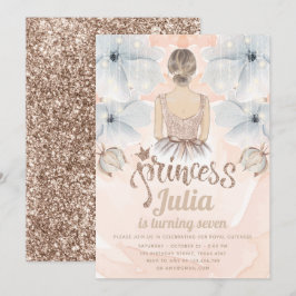 Luxus Princess Birthday Party Beige Glitzer Einladung