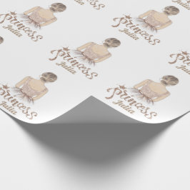 Luxus Princess Birthday Party Beige Glitzer Geschenkpapier