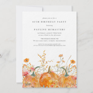 Luxus Pumpkin Wildblume Herbst 60. Geburtstag Einladung