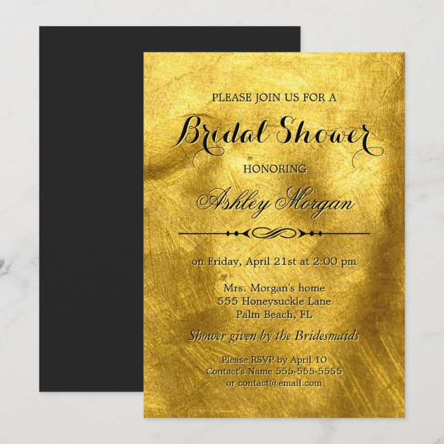 Luxus pure Gold Foil Texture - Brautparty Einladung (Vorne/Hinten)